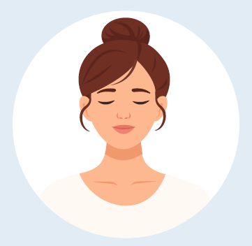 Illustration einer Frau mit geschlossenen Augen.